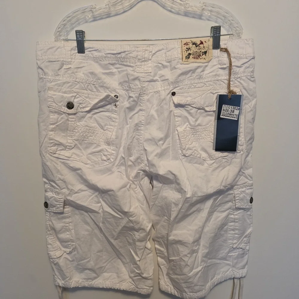 Vintage Stone Touch Cargo Shorts Skater Baggy Combat White Grunge Long 40 NWT